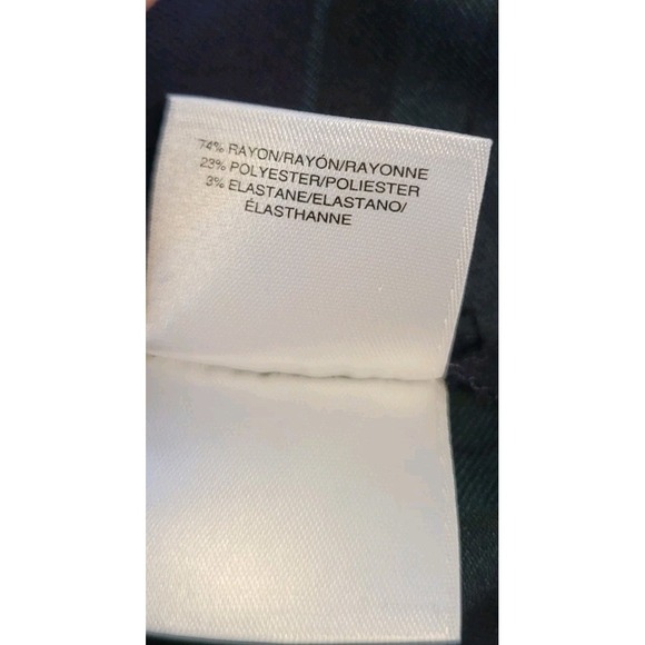 Anne Klein Pants Stretch Green Navy Striped Slash Pockets Slim Ankle Size Large - Picture 9 of 9